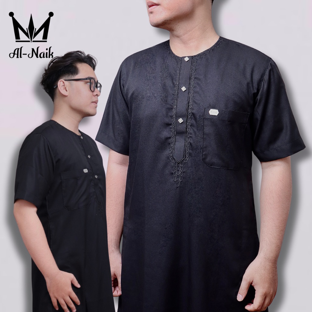 Gamis pria Tanpa kerah Jubah pria Al naik slim fit tanpa kerah gamsi slim fit jubah slim fit