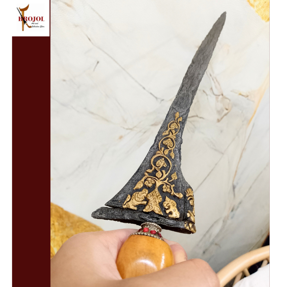 Keris sepuh brojol Pamor kinatah Makoro Warangka Ladrang solo ASLI keris jawa Original