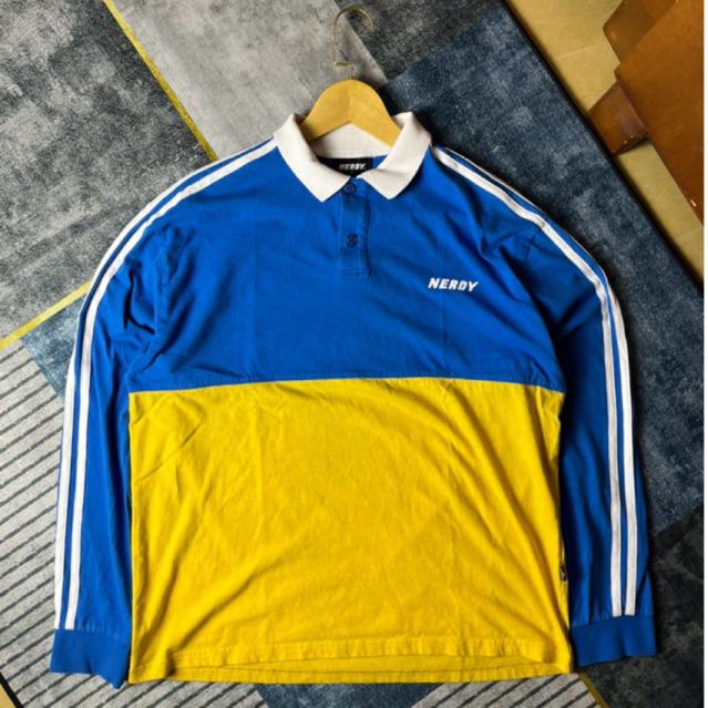 KAOS POLO LONGSLEEVE NERDY YELLOW BLUE SECOND