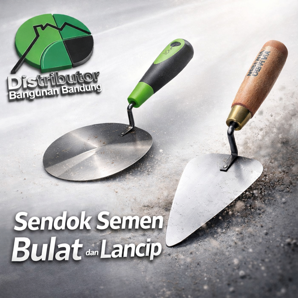 Sendok Semen Bulat & Lancip – Alat Tukang Bangunan untuk Plester, Acian & Nat Keramik