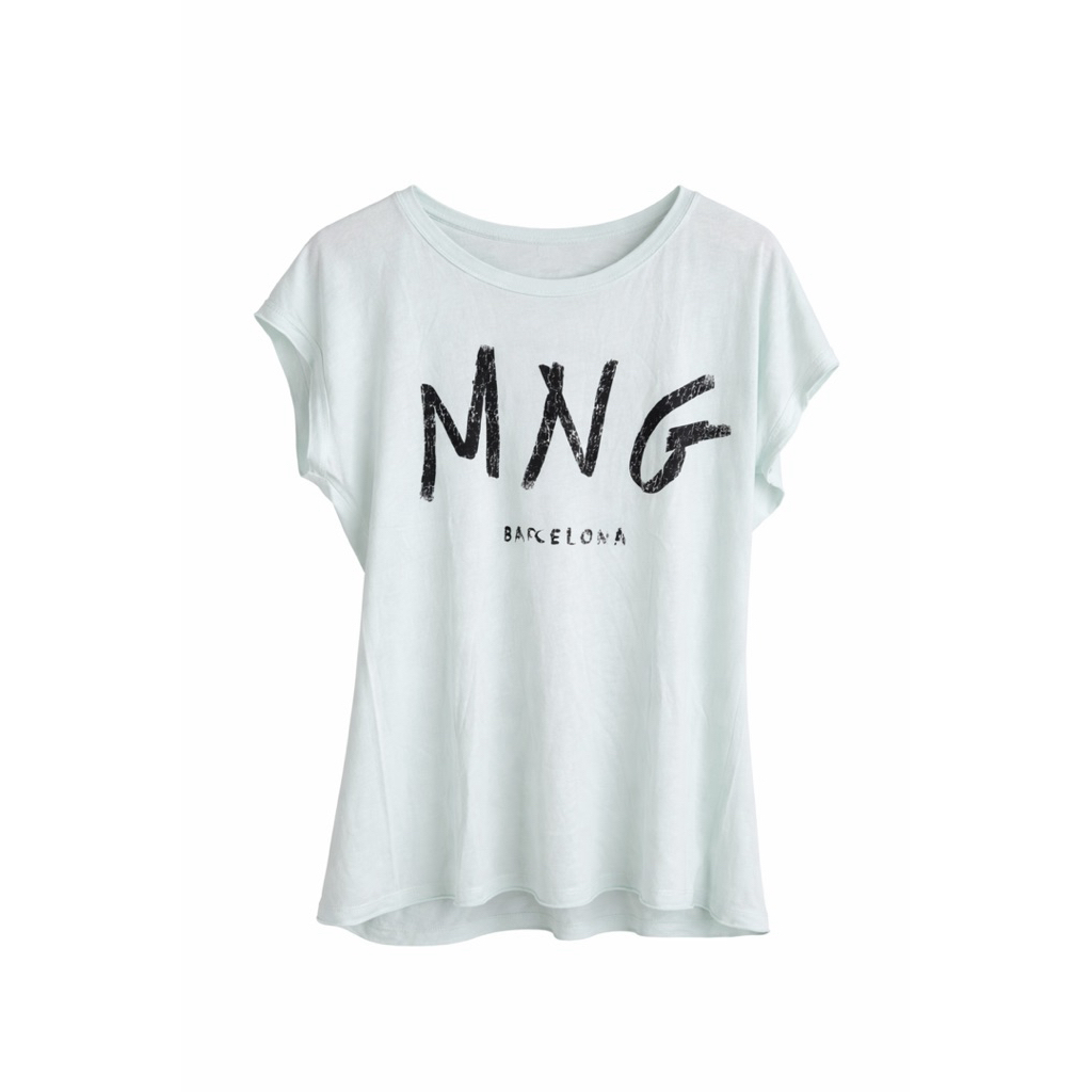 Mango Baju Kaos Biru Muda - Wanita Perempuan