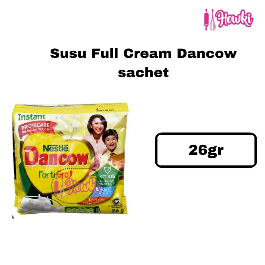 Susu Dancow Full Cream Instant Putih Sachet 26gr