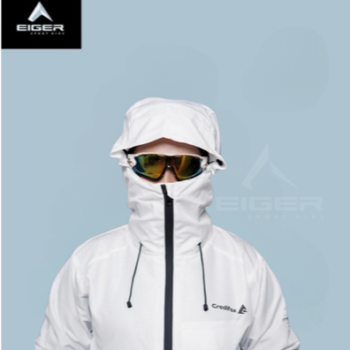 Eiger Sport Hike - Jaket Gunung Gorpcore White Seri Meretas Jejak Bahan Taslan Jn Premium - Gropcore