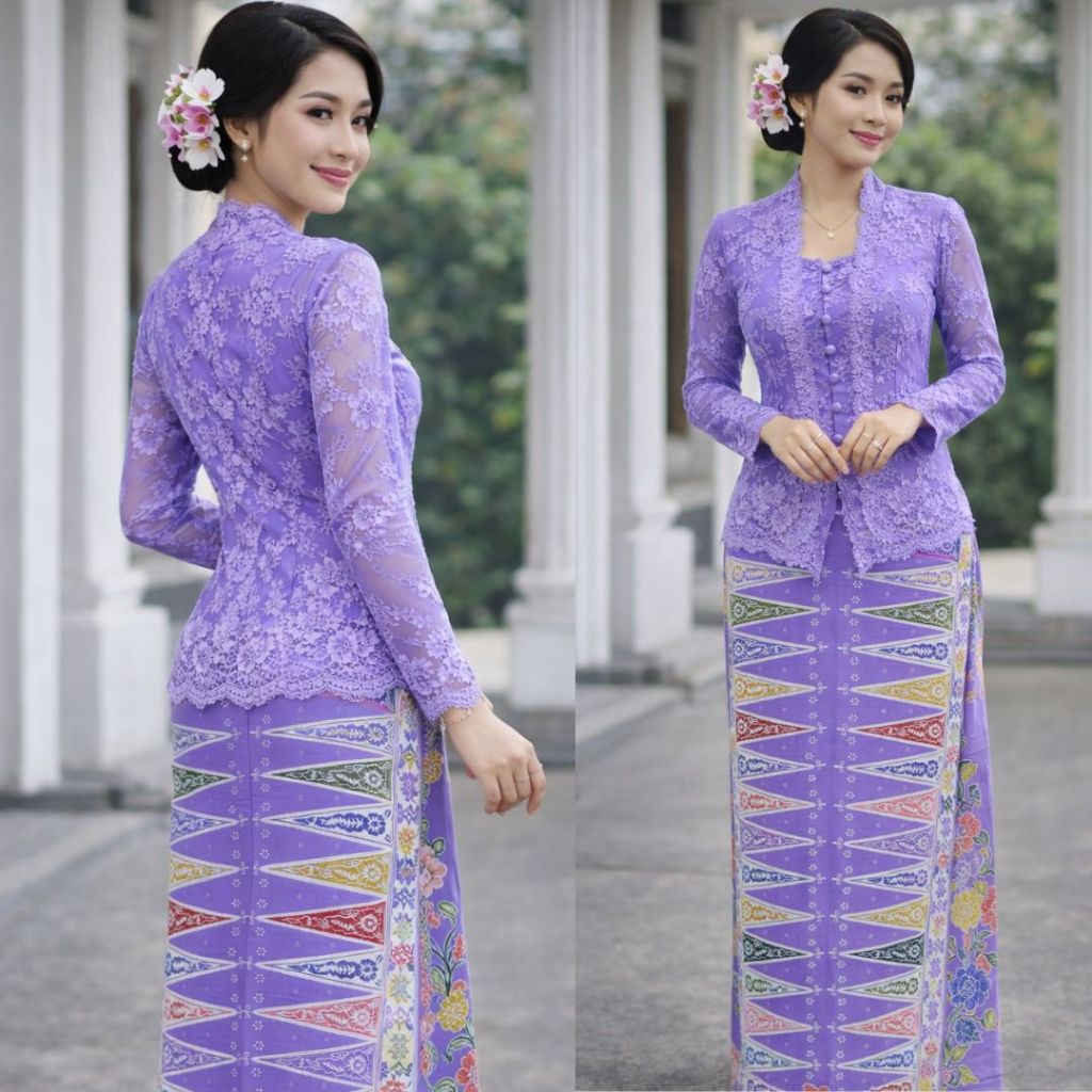 Rok Tumpal Betawi Bunga Lilac / Rok Tumpal Kondangan Pilihan Warna