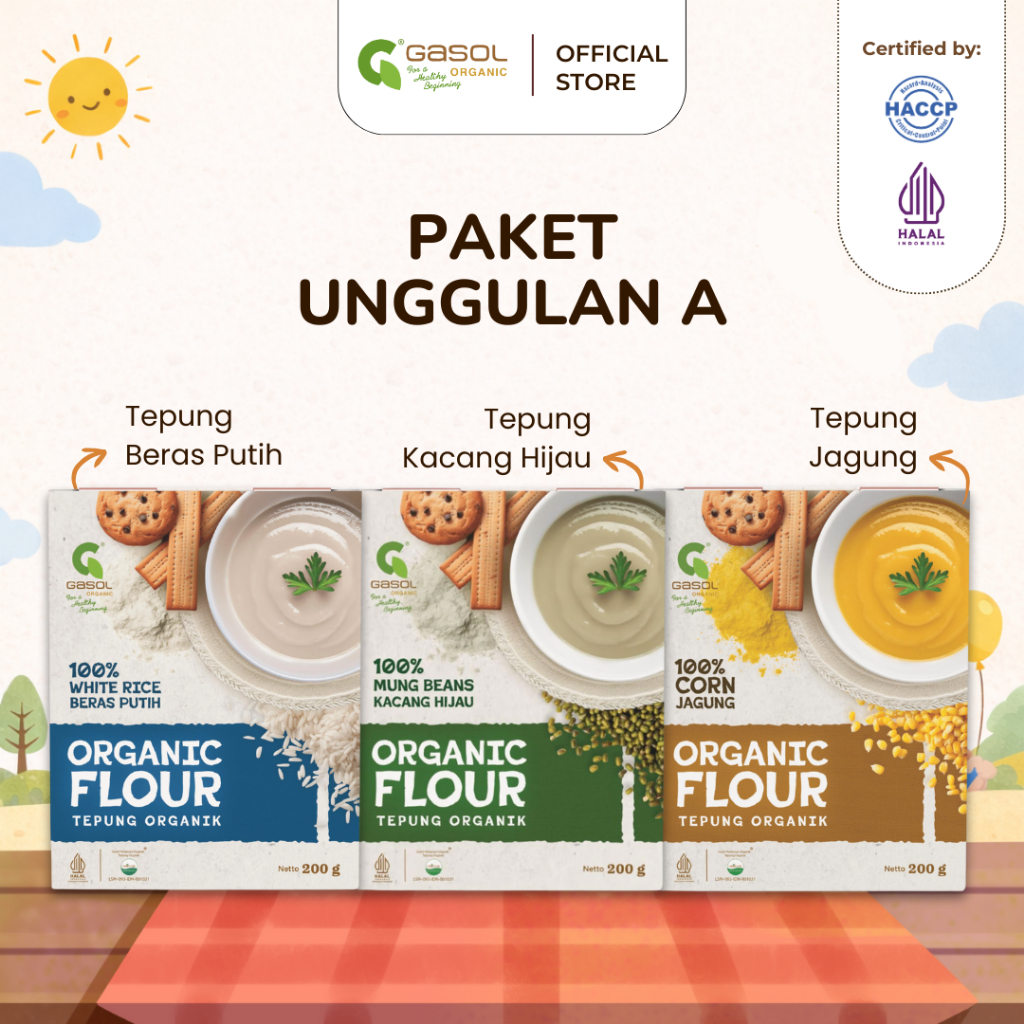 GASOL Paket Unggulan A - Tepung Beras Putih, Kacang Hijau, dan Jagung