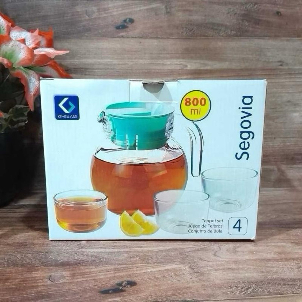 [ 4 PCS ] Pitcher Teko Set Bulat / Drink Set Kimglass isi 4 pcs / Bulat dan gelas