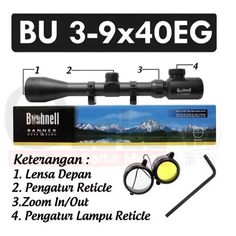 TELESKOP TEROPONG BISA SIANG MALAM BUSHNEL  3-9X40EG GAMO 4X32 TAHAN GETARAN