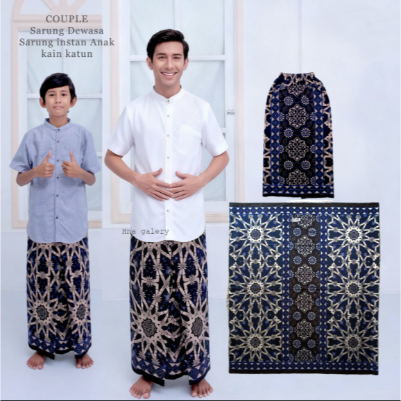 COUPLE Sarung Ayah & Sarung Instan Anak Kain Katun Motif Batik Pekalongan