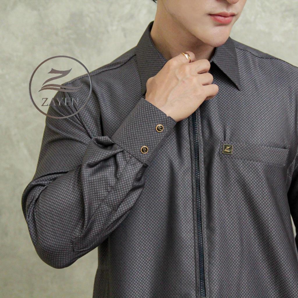 BEST SALE JUBAH SLIMFIT PRIA GAMIS PRIA SLIMFIT JUBAH WOOL ZAYEN HITAM KERAH DAUN KERAH KEMEJA JUBAH