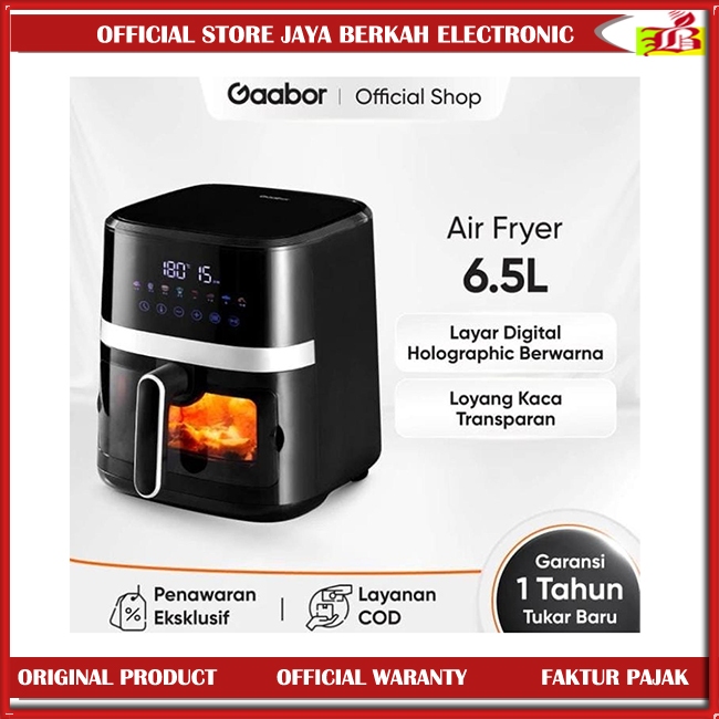 GAABOR Air Fryer Digital AF65T-BK01A 6.5L Touch Screen Anti Lengket Air Fryer Murah Gaabor Airfryer