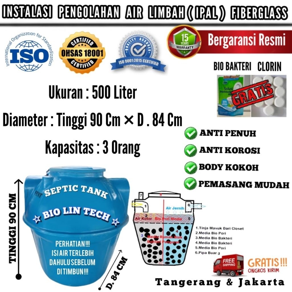 septictank 500 Liter, septictank biotank sipiteng ramah lingkungan