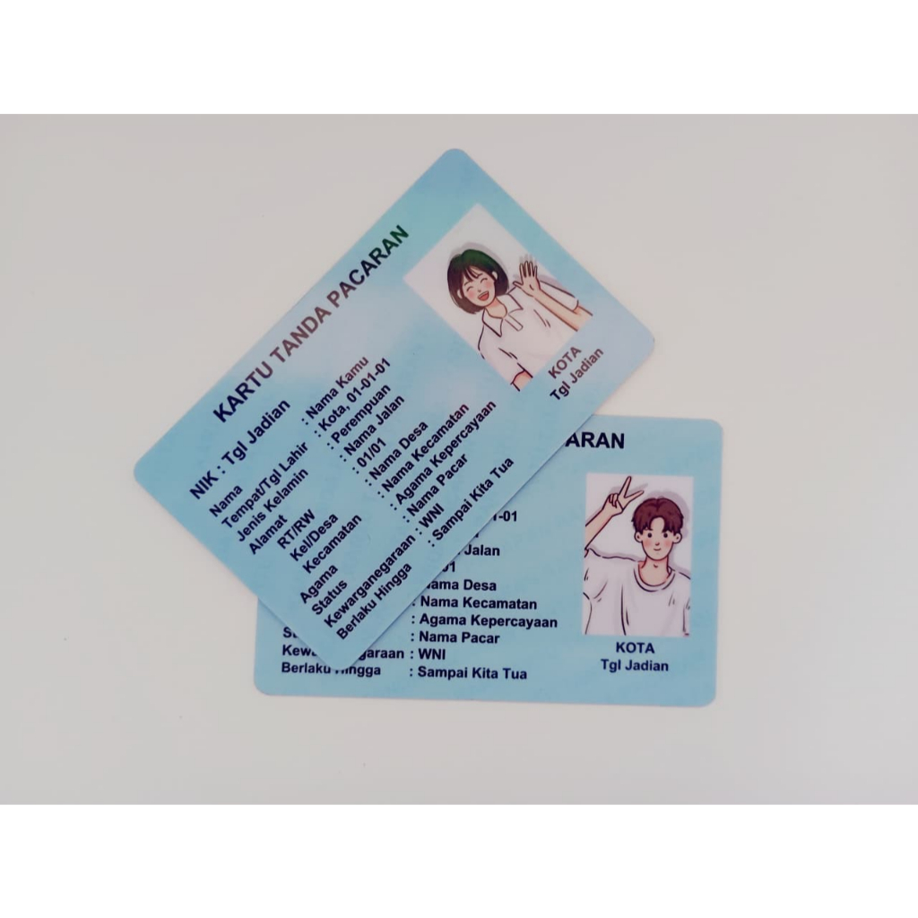 Kartu Premium I Kartu Pasangan I Kartu Tanda Pacaran I Couple Card I Kartu Custom