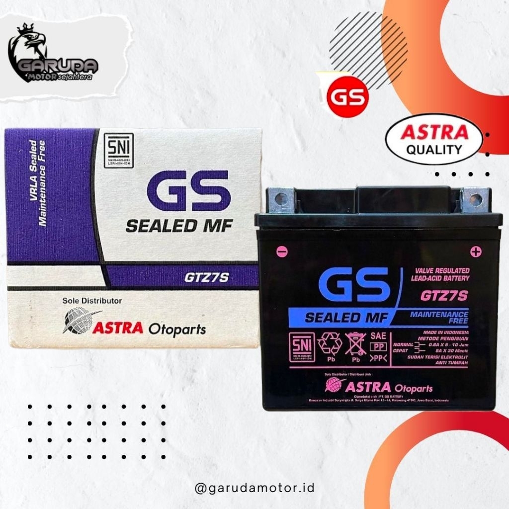 Aki Kering Motor GS Astra GTZ7S MF 12V 6Ah
