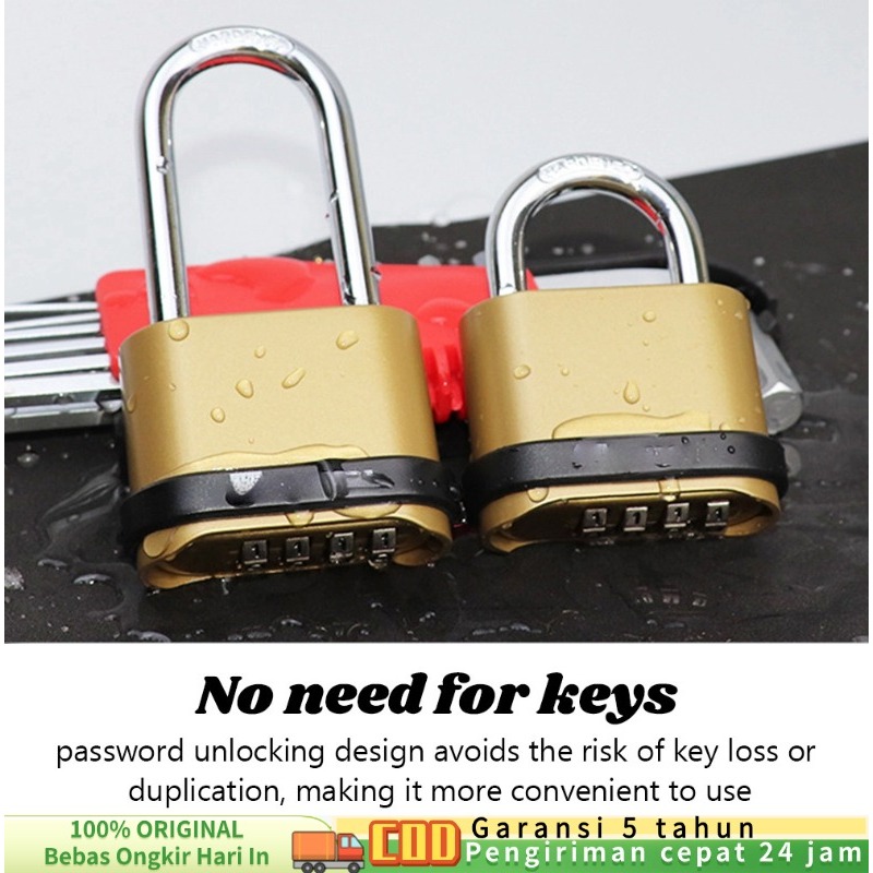 Gembok Padlock Kode Angka Kombinasi 4 Digit Anti Air Gembok Padlock Kunci untuk Pagar Rumah Anti Mal