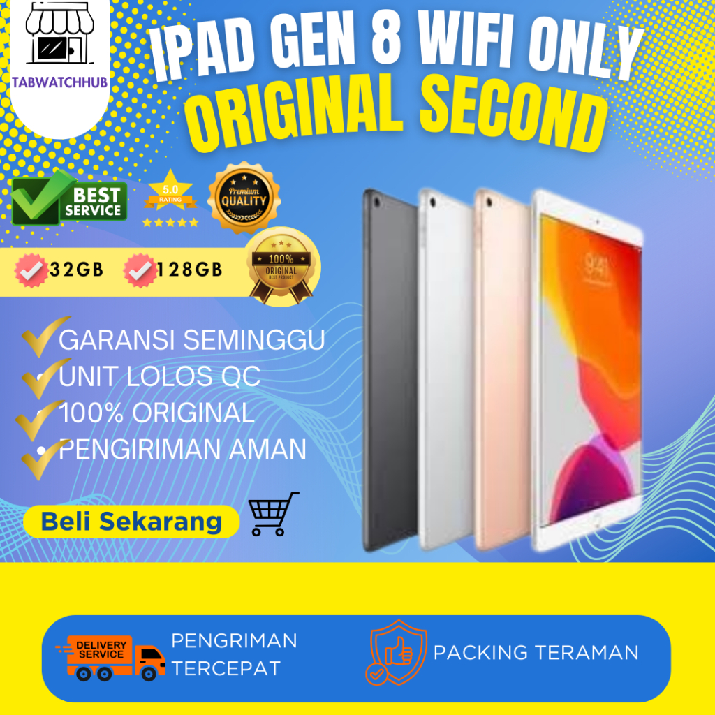 Ipad 8 10.2 Inch 2020 Gen 8 32GB 128GB Wifi Only Second