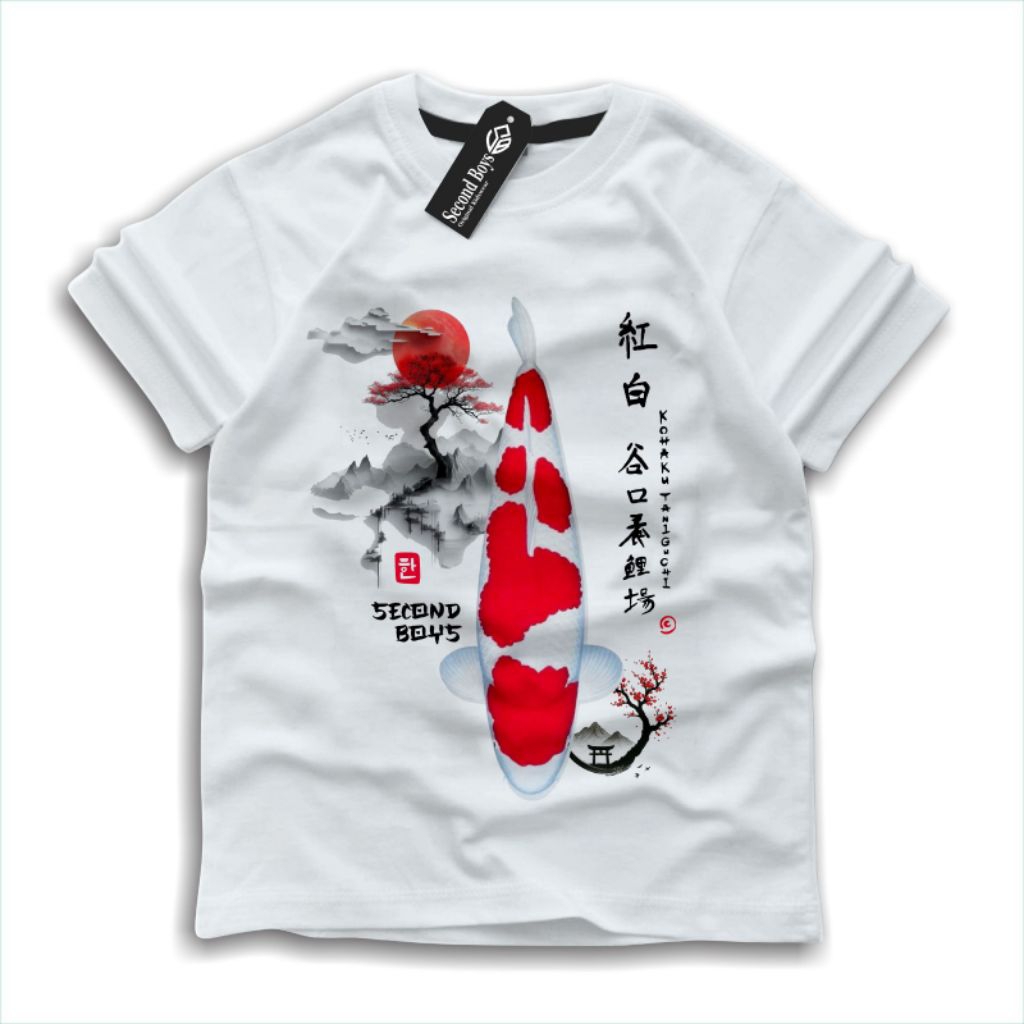 Kaos Distro Anak Motif Ikan KOI KOHAKU TANIGUCHI