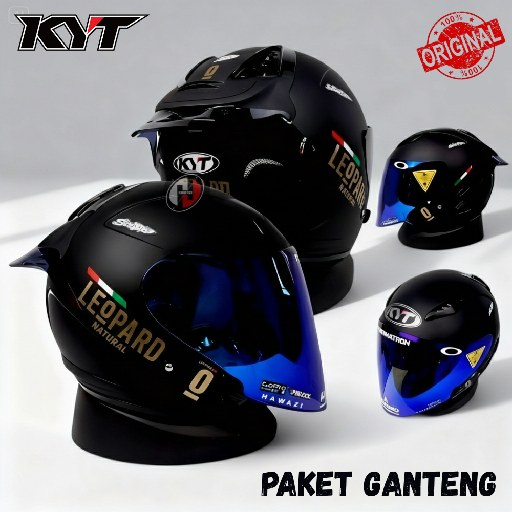 HELM KYT GALAXY FLAT R SOLID HITAM DOFF PAKET GANTENG LEOPARD