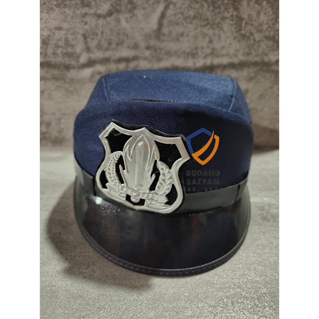 Topi Pet Security Biru (Wanita) - Topi Pet Satpam Topi PDH Satpam Biru Wanita Pet