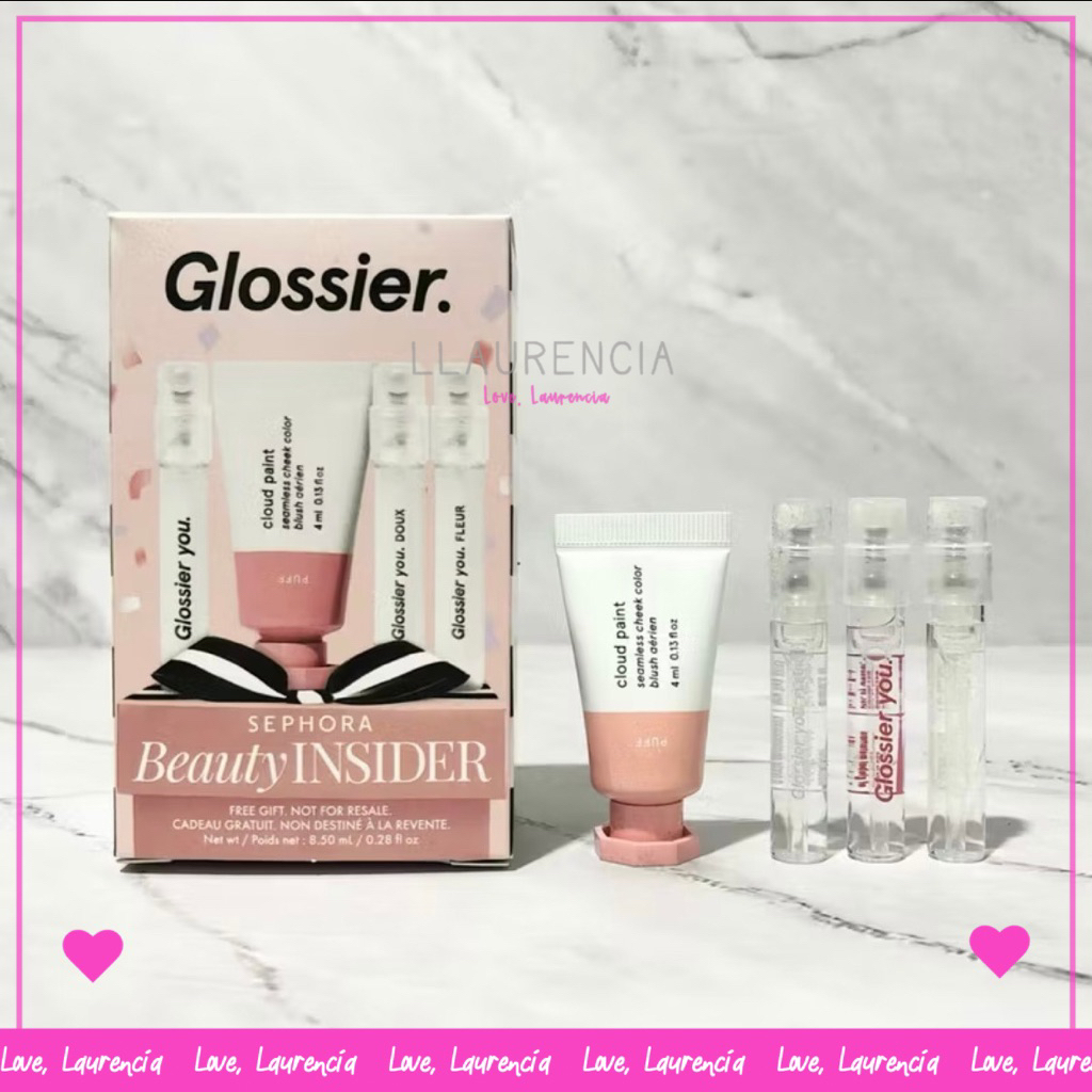 Glossier Celebrate You Gift Set : Cloud Paint Blush On + Glossier Fragrance You + Fleur + Doux