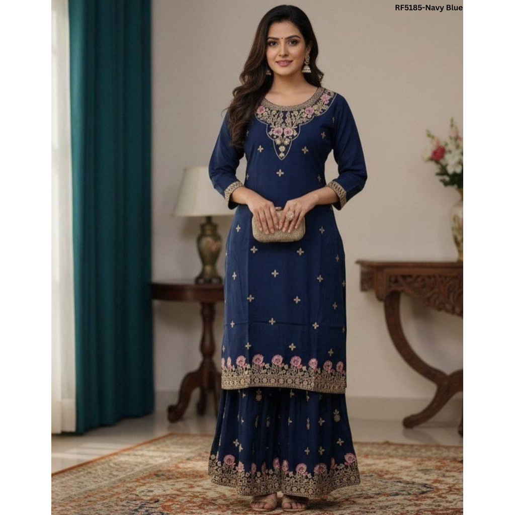 SETCEL KURTI SHARARA NAVY