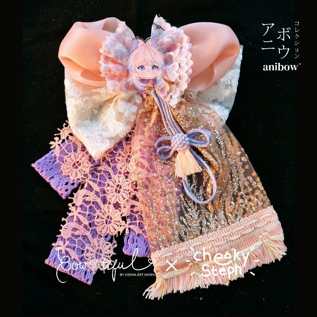 Anibow Kokomi 3 Genshin Impact Bow Jepit Rambut Aksesoris Cosplay Hairpiece Headpiece
