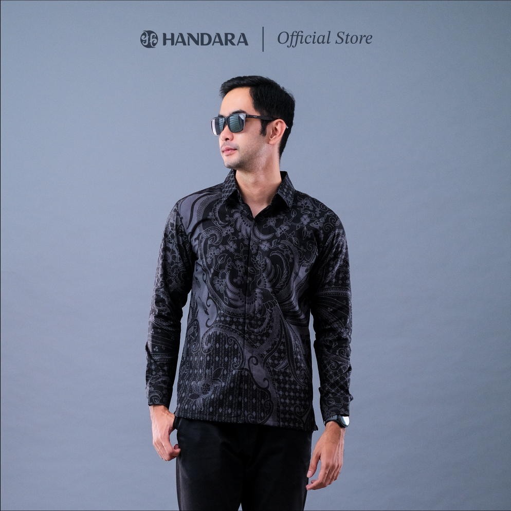 Batik Handara - Sawunggaling Tarung Hitam Kemeja Pria Furing Erro