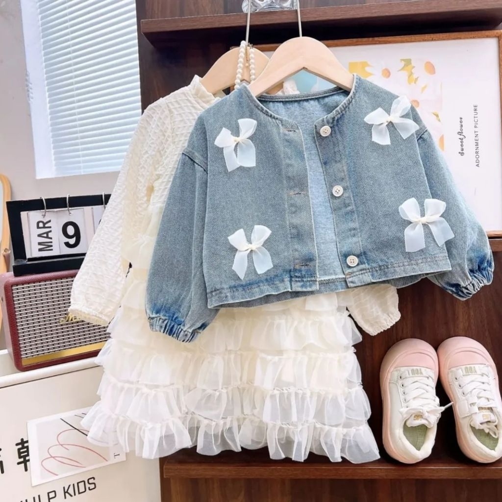 Dress 2in1 Rompi Jeans Import Anak