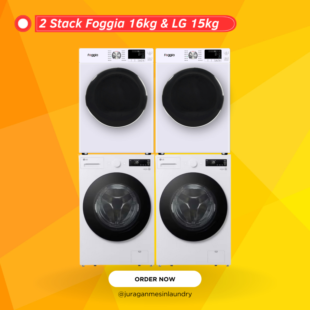 FOGGIA Mesin Pengering 16KG Mesin LG 15KG Stack Laundry Besar Garansi - Panel bawah