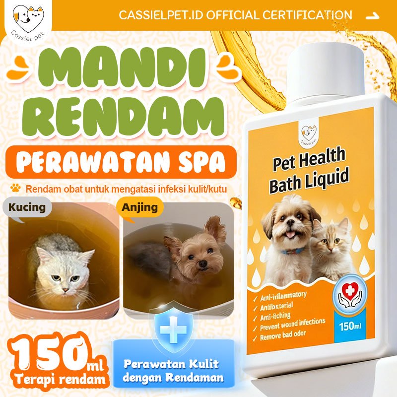 Cassiel Pet Shampoo Kucing/Anjing Anti Jamur & Gatal - Basmi Scabies, Kurap, Rontok Penumbuh Bulu Ob