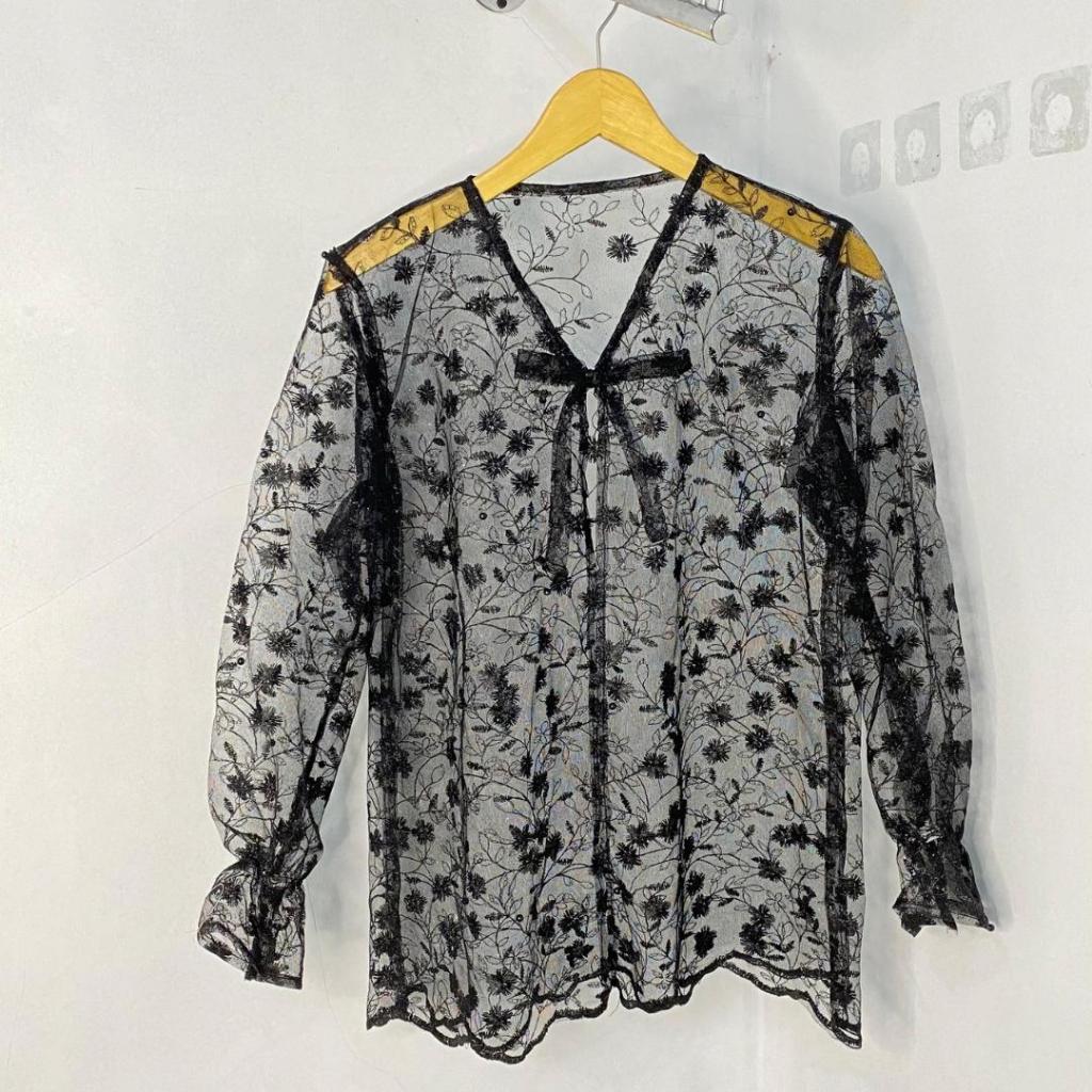 outer vest long, vest brukat panjang, tunik brukat, kebaya brukat