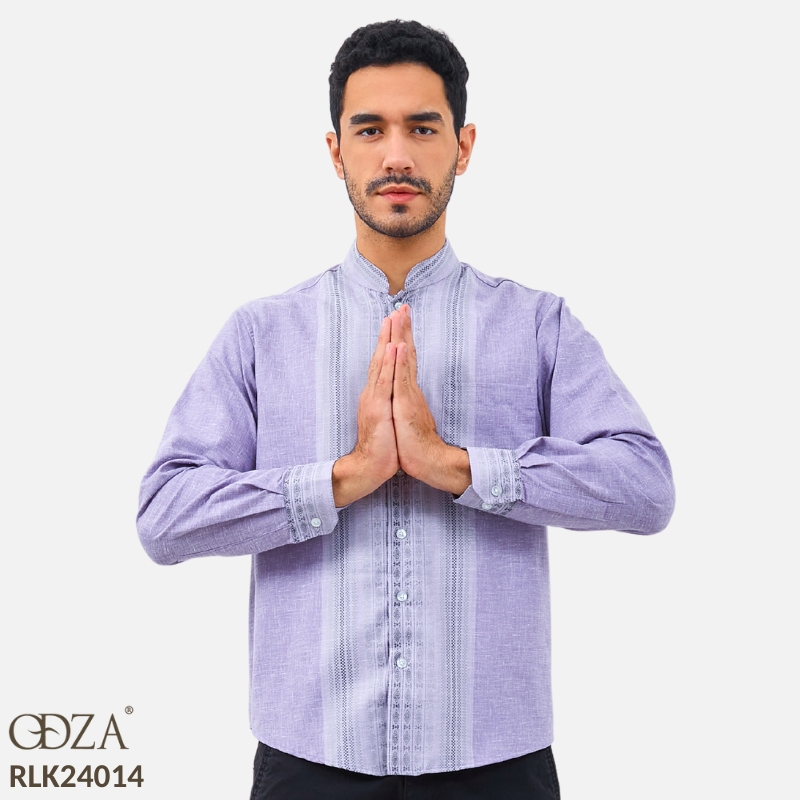 Odza Baju Koko Pria Jumbo Big Size Lengan Panjang Regular Fit Grivalry Ungu Lilac