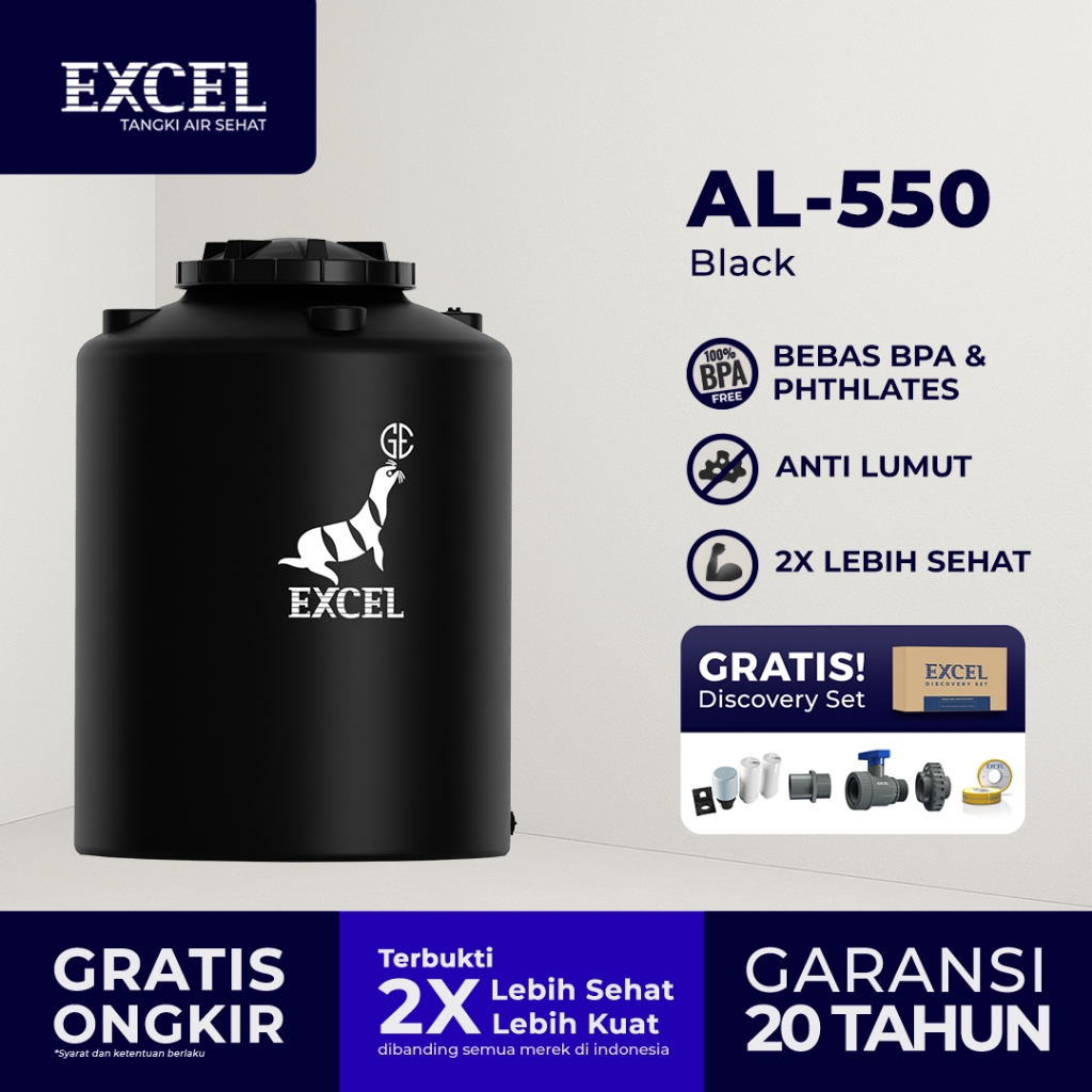 Tangki/ Tandon/ Toren air EXCEL - Roto AL-550 Hitam Grahaexcel. Anti lumut, lebih sehat. Tandon Air 