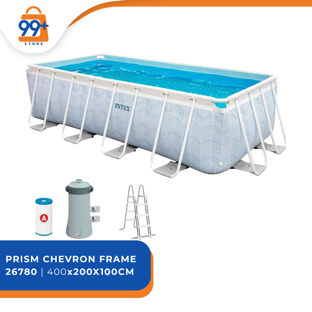 INTEX Kolam Renang Portable Chevron Motif | 4 Meter | Prism Chevron Frame 26780