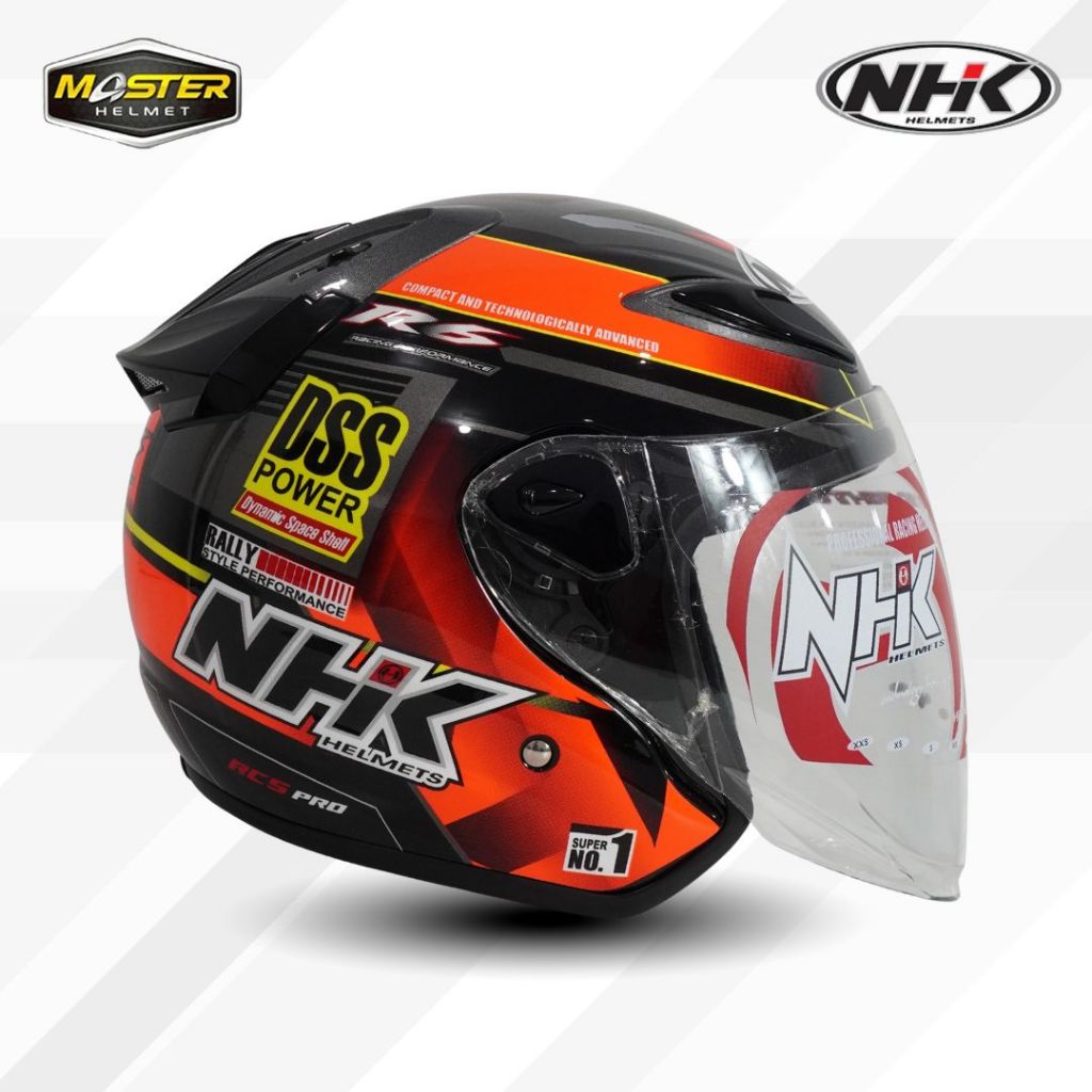 NHK R6 MOTIF Rally #2 Black Orange Doff - Helm Half Face NHK