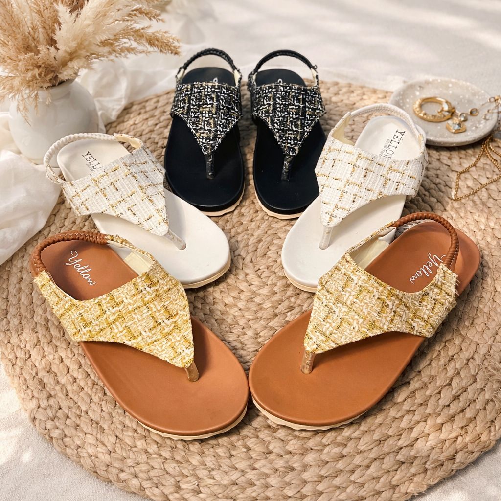 Sandal Wanita Jepit Tali Belakang Model Kain Empuk Anti Slip Trendy Elegan Kekinian