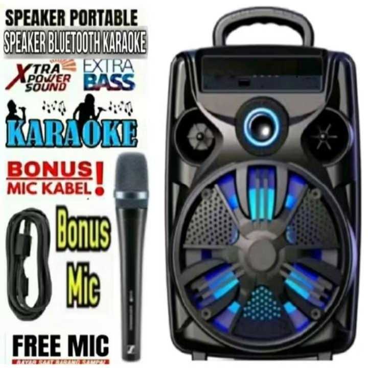 Speaker Bluetooth Karaoke Free Mic 6,8inc QS-338/ Salon Aktif Portable Radio Fm Mp3 Super Bass Speak