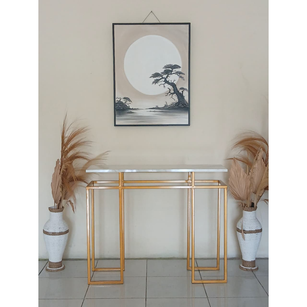 Meja Console Rias Aesthetic Meja Konsol / Konsul Estetik Meja Hias Minimalis Mewah Marmer Meja Bar E