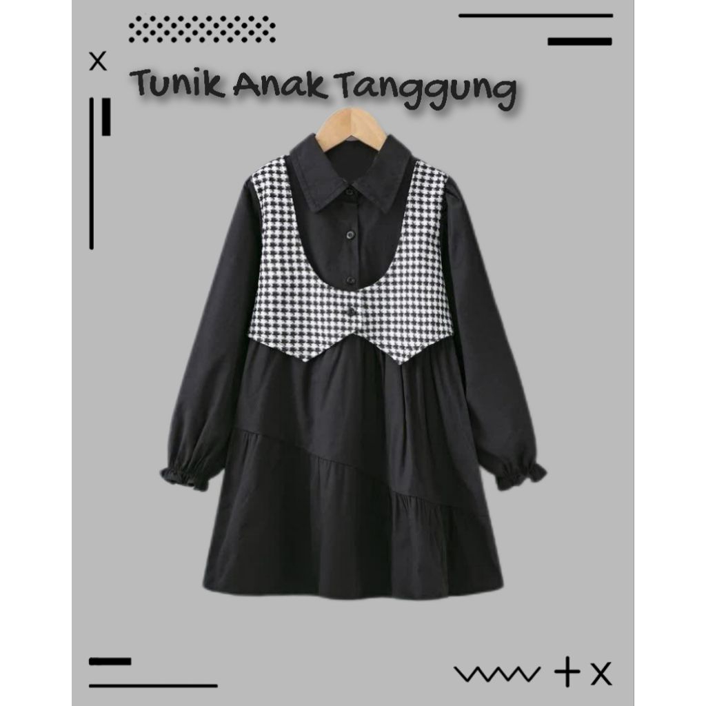 Tunik rompi anak perempuan tanggung baju atasan Korean style long tunik outer anak remaja terbaru le