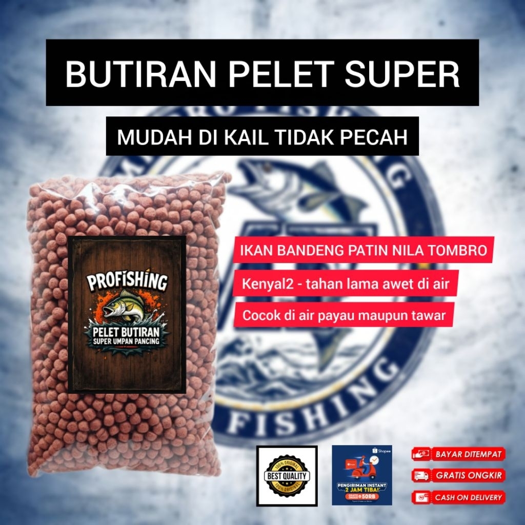 PELET BUTIRAN 5mm / OTOK2 KERING / UMPAN PANCING BANDENG PATIN TOMBRO NILA