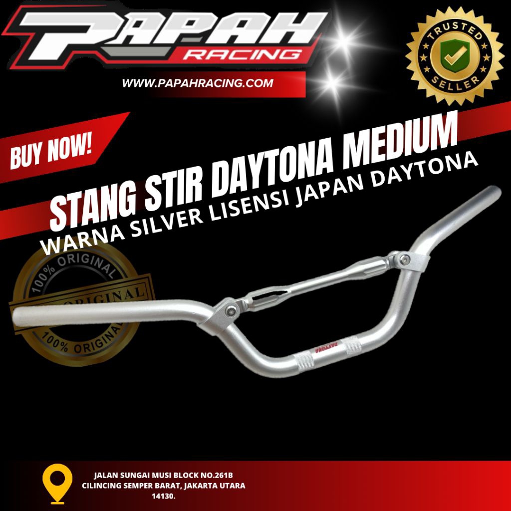 STANG STIR DAYTONA MEDIUM LISENSI JAPAN SILVER DAYTONA