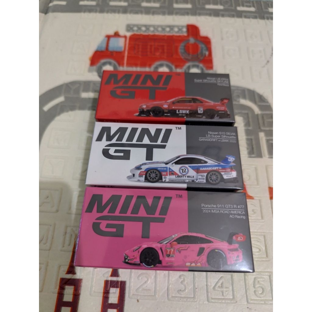 Minigt ER34 LBWK merah, MiniGT S15 GD, dan MiniGT Roxy (all segel)