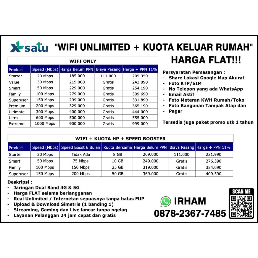 KHUSUS WIL BANJARMASIN DAN SEKITARNYA, HARGA TERBARU Wifi XL Home HARGA FLAT Unlimited 100%