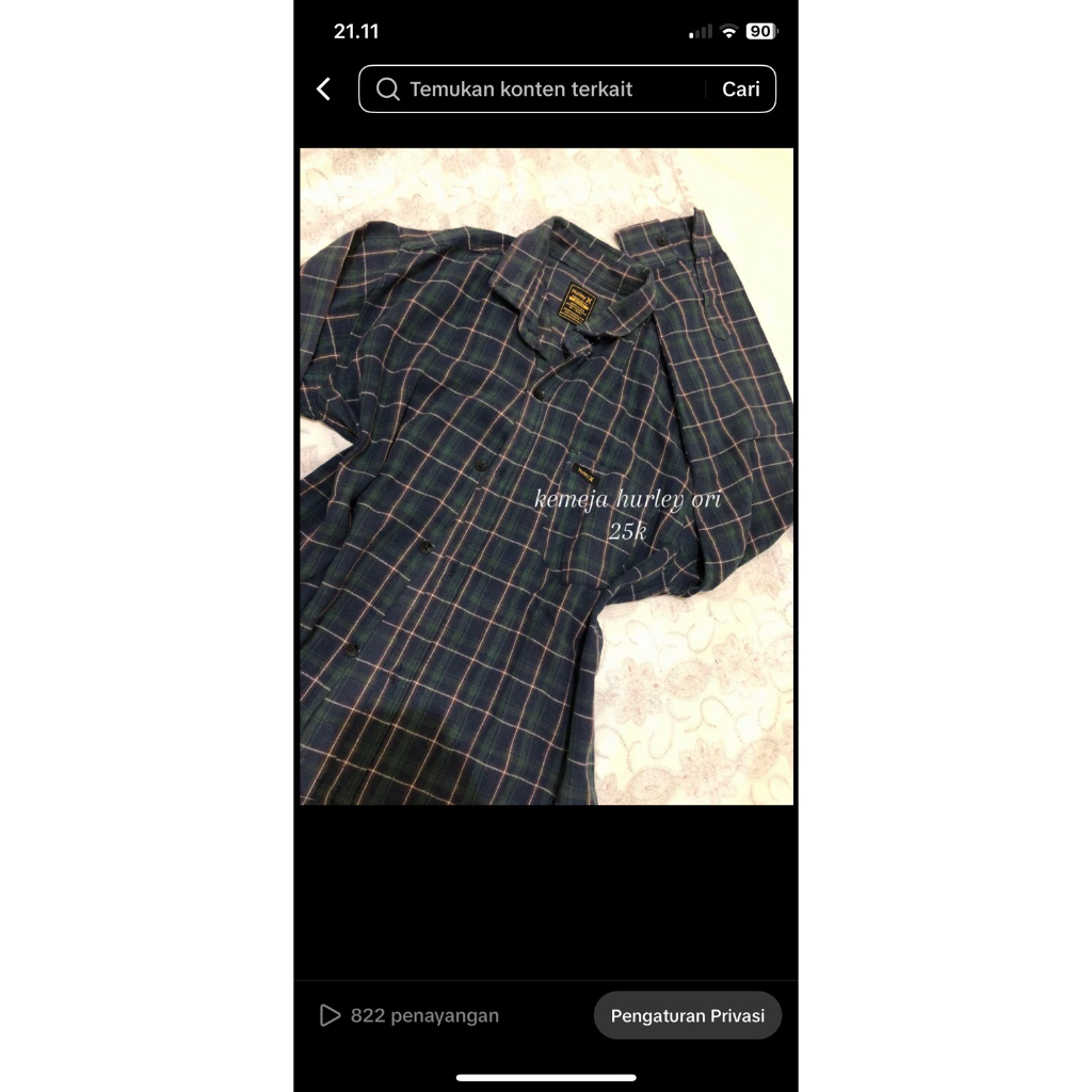 preloved kemeja hurley asli