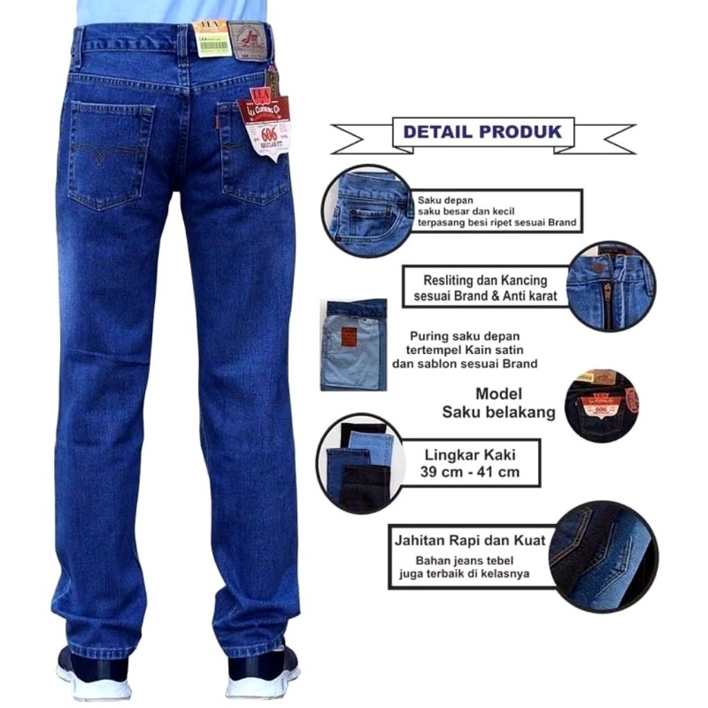 big promo celana jeans lea 606 standart reguler pria panjang size 28 sampai 38