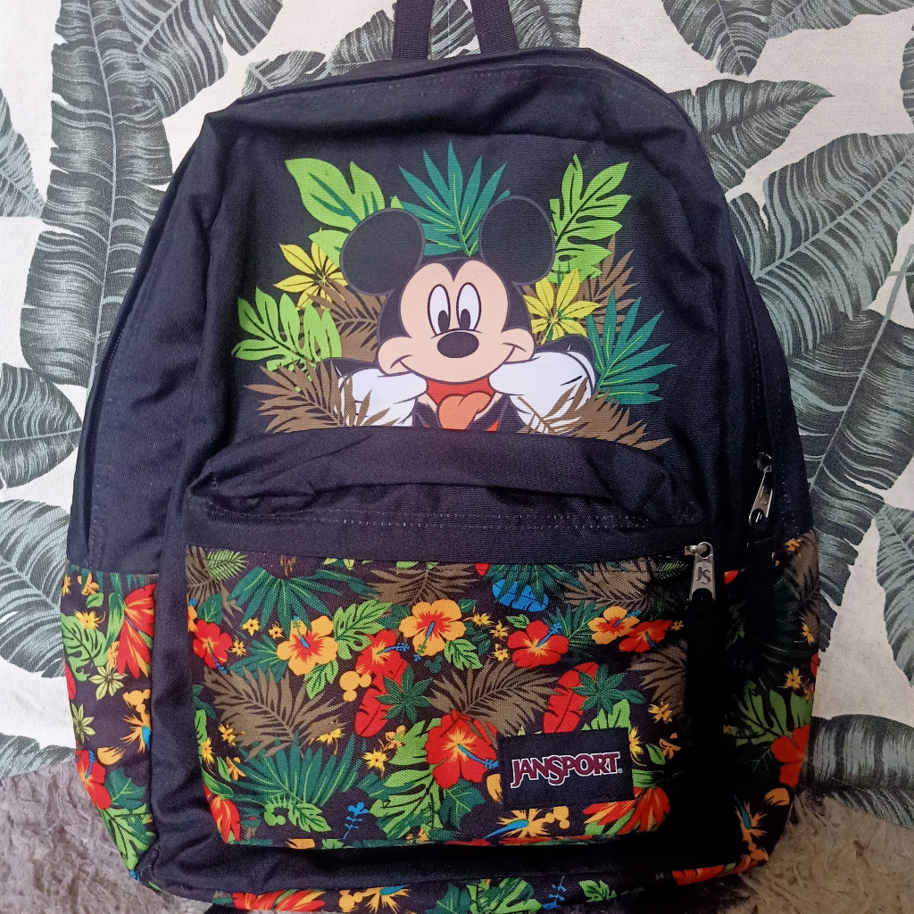 TAS RANSEL JANSPORT DISNEY MICKEY MOUSE TROPICAL FLORAL ORIGINAL