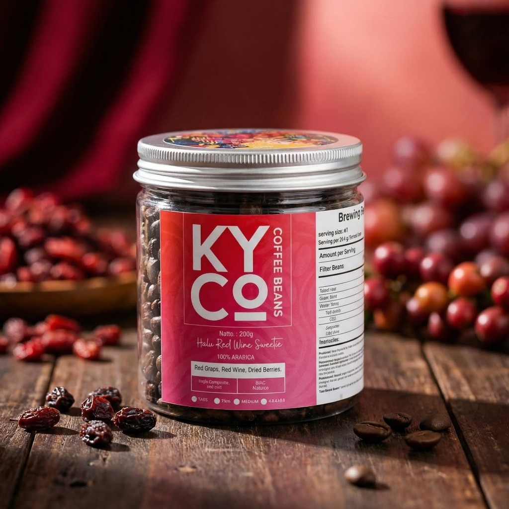 Biji Kopi Arabika Halu Red Wine Sweety 200 gram - Specialty Coffee | Roast Beant | Gunung Halu | Med