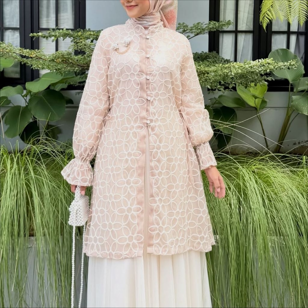 (Adore Outer) - Adore Outer Tunik Bordir Motif Bunga