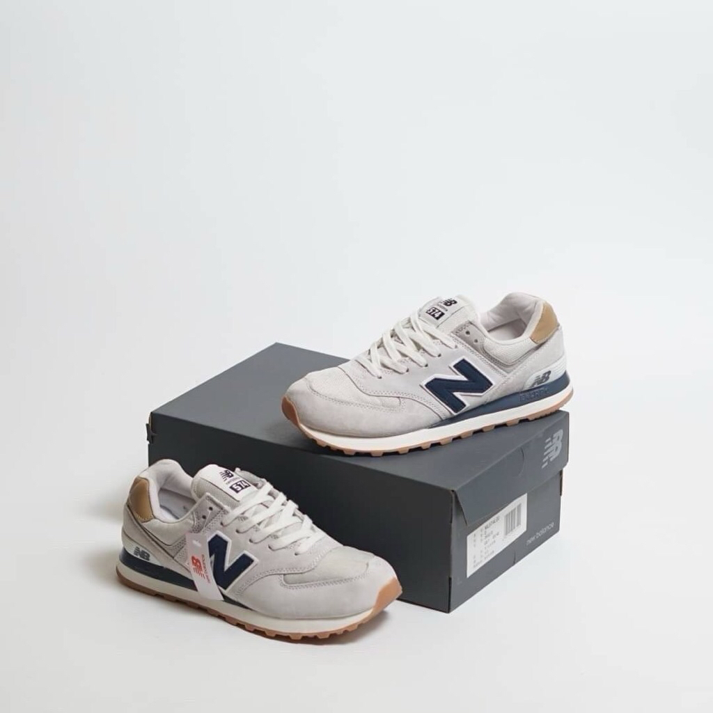 ALEEYA new balance 574 beige navy/sneakers/sepatu pria/sepatu wanita