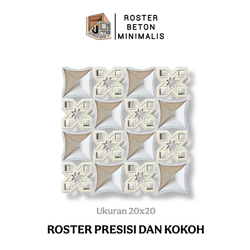 Roster Beton Minimalis - | Loster Putih | Mdel Best Seller, Ukuran 20 x 20, Ventilasi Udara, Nako, T
