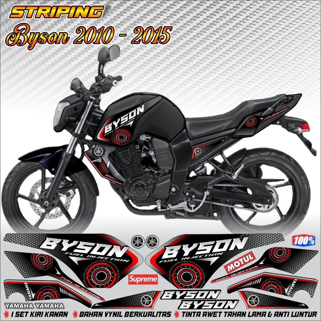 Decal Striping Byson 150 Karbu / Sticker Yamaha Byson Grafis Carbon / Aksesoris List Variasi Motor B